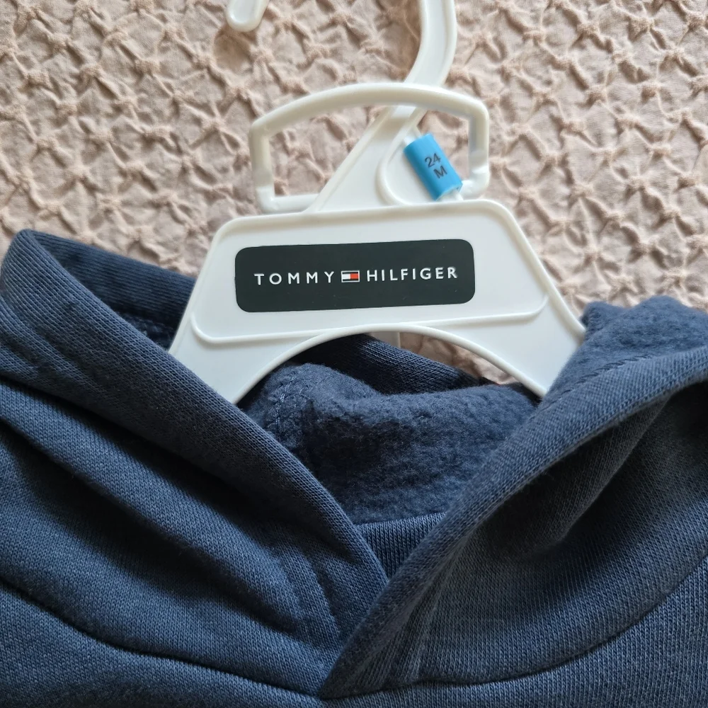Tommy Hilfiger Boy's Blue Embroidered Logo Fleece Hoodie And Joggers Set 24M